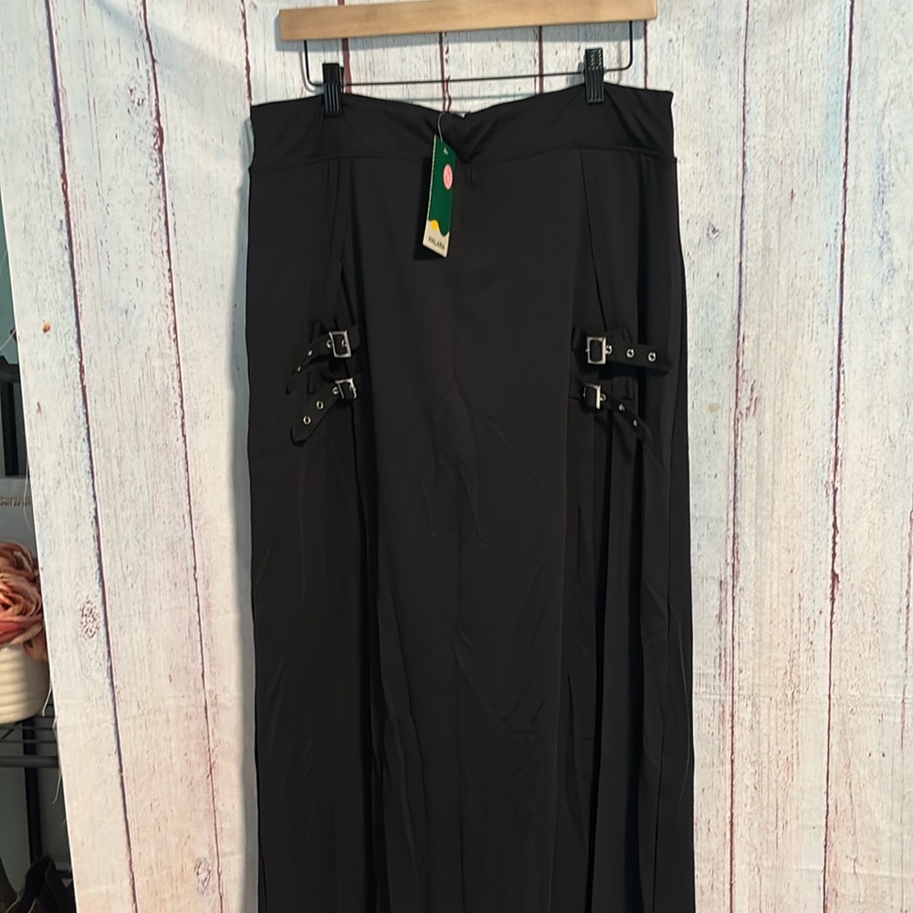 NWT HALARA High Waisted Decorative Buckle Split 2-in-1 Maxi Casual Skirt - Picture 8 of 13